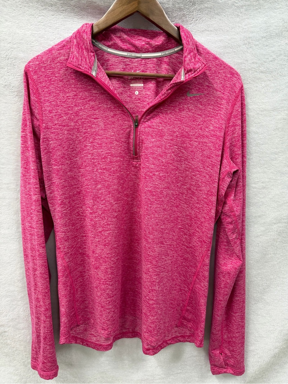 Nike Women's L Heather Hot Pink Quarter-Zip Dri-Fit Athletic Top